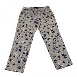 Banana Republic Hampton Pants 2P Petite Gray Blue Floral Print W29x23.5L